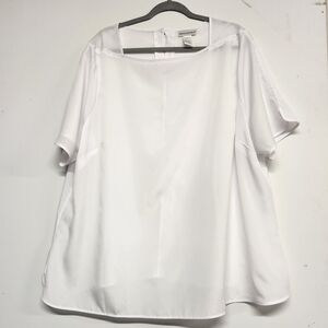 Jessica London white short sleeve blouse size 22 scalloped hem